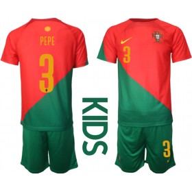 Portugal Pepe #3 Hemmakläder Barn VM 2022 Kortärmad (+ Korta byxor)